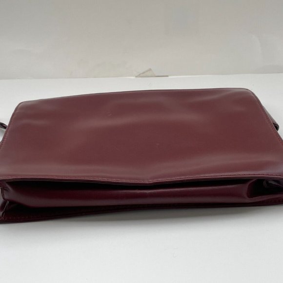 Must De Cartier Paris Women Burgundy Bordeaux Leather Clutch Bag Purse Authentic - Picture 10 of 11